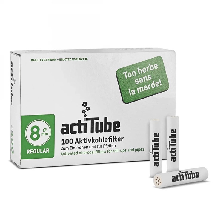 Set Filtre cu Carbune activ ActiTube capace ceramice Regular 8mm x 100 bucati in cutie
