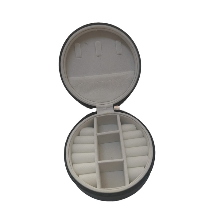 Ökológiai bőr ékszerdoboz, zöld, kerek, 11 cm x 11 cm, R05-02