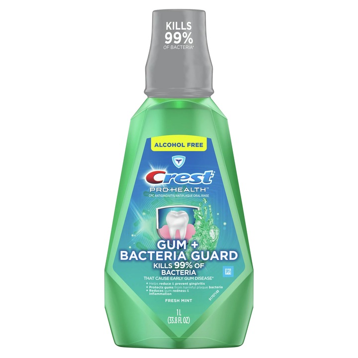 Вода за уста, Crest, Pro-Health, Gum Bacteria Guard, антимикробно действие за свеж дъх, без алкохол, 946 ml