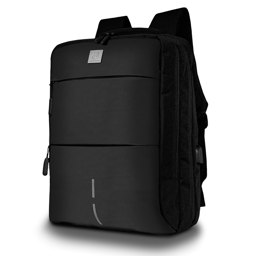 Rucsac functional pentru laptop si tableta, cu port USB, 44x32x12cm, Negru