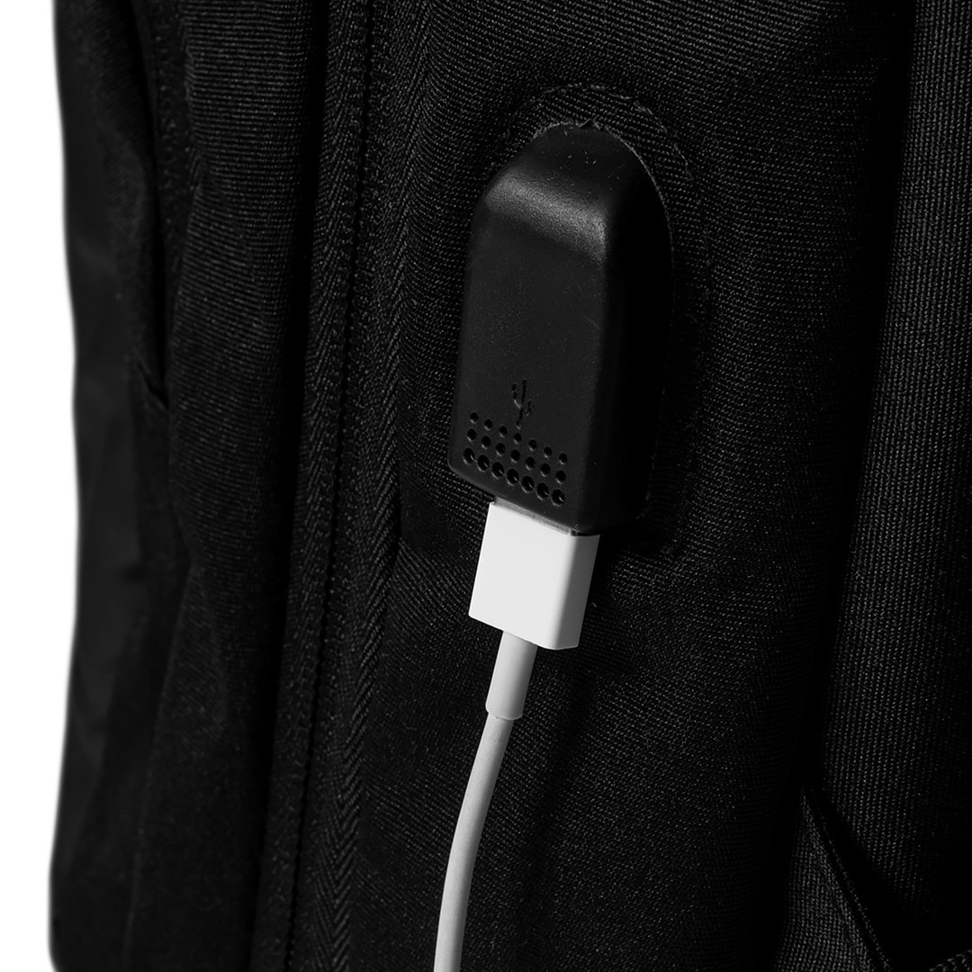 Rucsac functional pentru laptop si tableta, cu port USB, 44x32x12cm, Negru