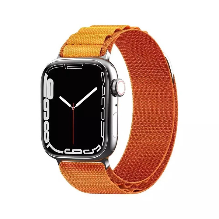 Curea Alpine Loop, compatibila cu Apple Watch 42/44/45 mm, marime universala, Orange