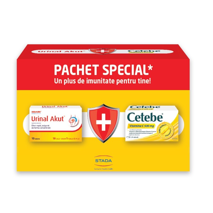 Pachet Urinal Akut 10 tablete si Cetebe Vit C 500 mg 30 capsule, Walmark