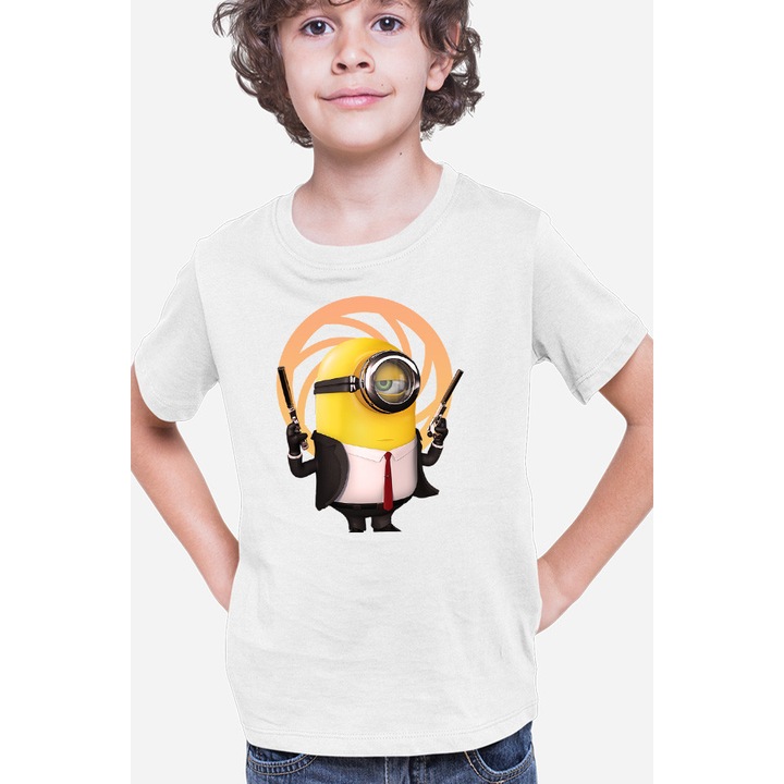 Gyermek póló James Bond Minions Vicces animáció, Fehér