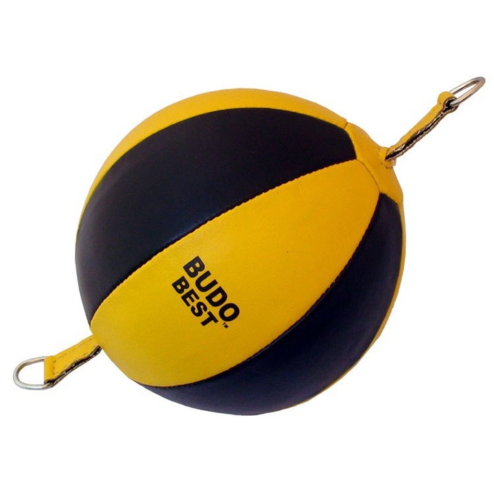 Minge cu dubla fixare Budo Best, Negru/Galben, Piele Naturala