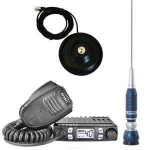 Kit statie radio CB Avanti Micro *PRO-version* + antena radio Sirio Turbo 1000 + Baza magnetica