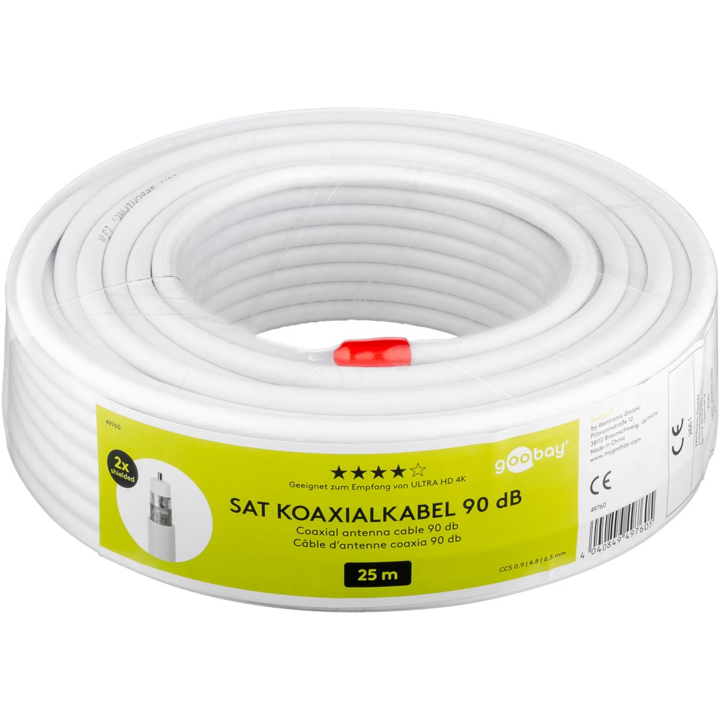 Ролка коаксиален кабел, 25 метра двойно екраниран, 75 ома