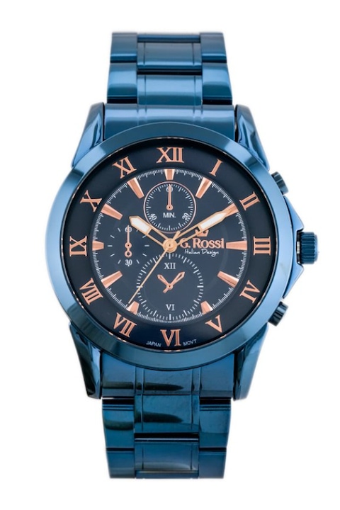 Ceas barbatesc, G. Rossi, Metal, Bleumarin/roz auriu