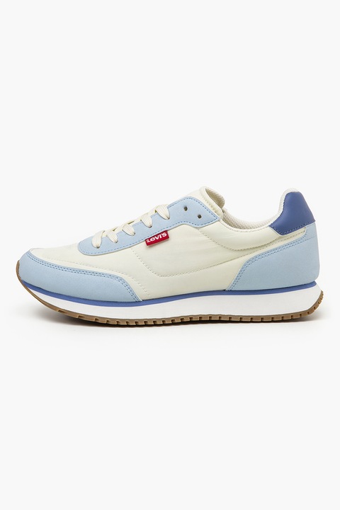 Levi's, Pantofi sport din material textil cu detalii contrastante, Bej/Albastru deschis, 39