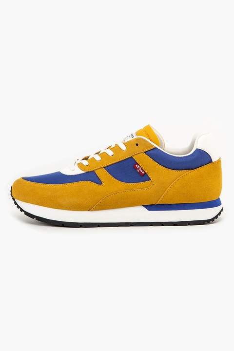 Levi's, Colorblock dizájnos sneaker nyersőr részletekkel, Fehér, Sárga, Tengerészkék, 10
