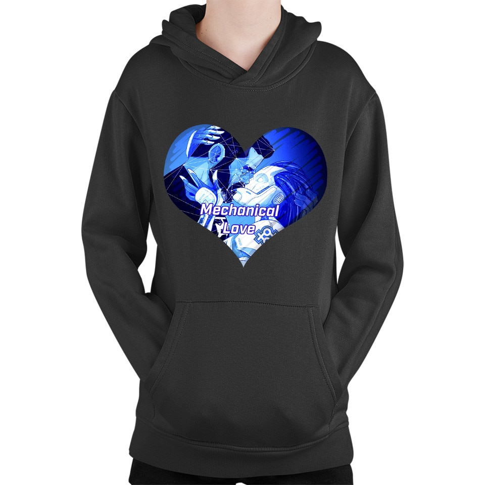 Hanorac copii NFT XOXO Heart Robot Cyber Human Artificial, negru
