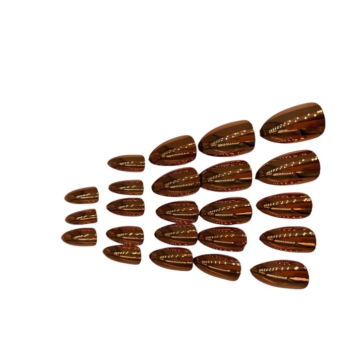 Set 24 unghii false press-on, ABS, Tip balerina, Adezive, Portocaliu