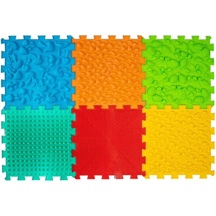 Covoras senzorial, Ortek, Puzzle, 6 elemente de puzzle Multicolor