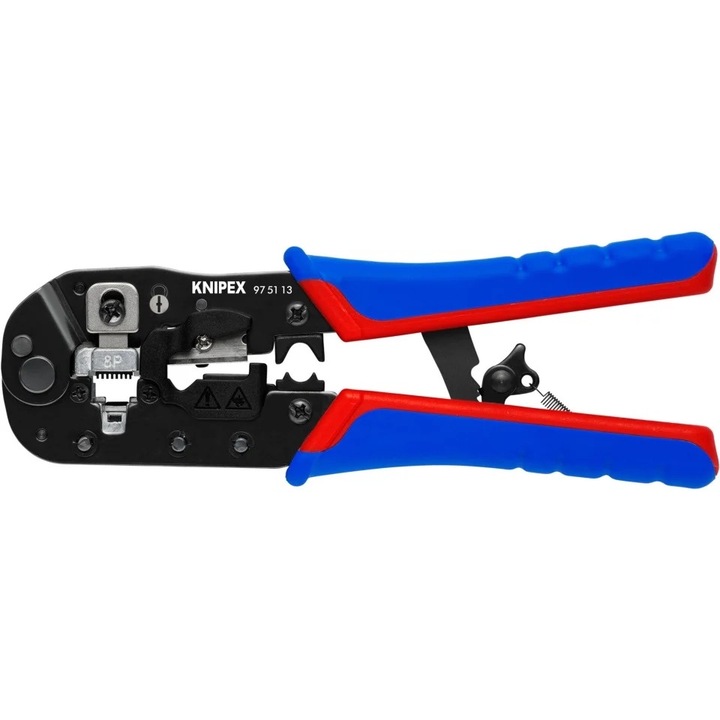 Клещи за кримпване KNIPEX 97 51 13 за западни щекери (синьо/червено, за щепсел RJ-45)