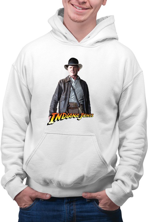 Мъжки суичър Indiana Jones George Lucas Video Game, Бял