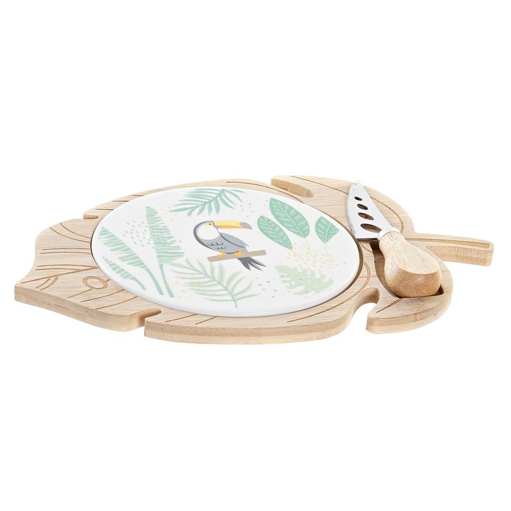 Дъска DKD HOME DECOR, За сирене, Бамбук, Многоцветен, 3 части, 28 X 18 X 3 см