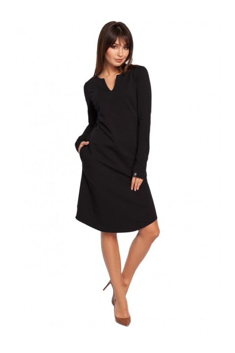 Рокля, Памук/Еластан, Черен, Черен