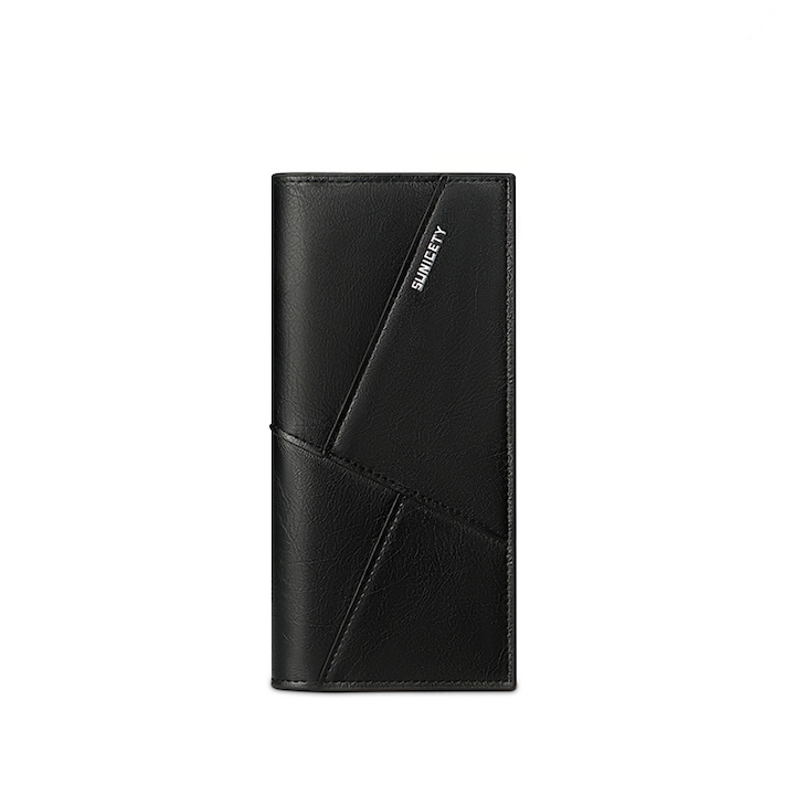 Férfi pénztárca, poliuretán, RFID, 19x9,3x1 cm, fekete