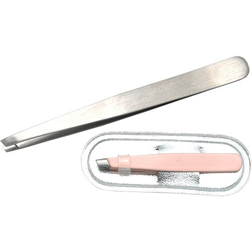 Penseta Basicare, cu varf oblic, cu pouch, Argintiu