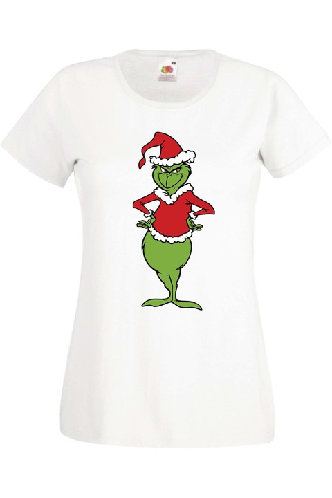 Tricou Dama Craciun cadou Christmas Hollydays Tralala Grinch 01, Alb, S