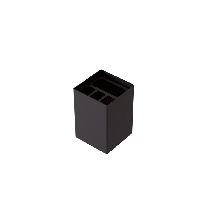 Suport pentru periute de dinti, Dabstory, Inox, 8x8x9 cm, Negru