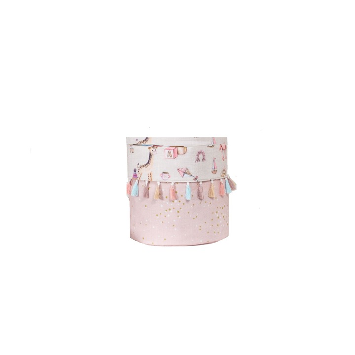 Ruha-/játékkosár, rózsaszín, filcből, tetővel, mérete 20cmx20cm