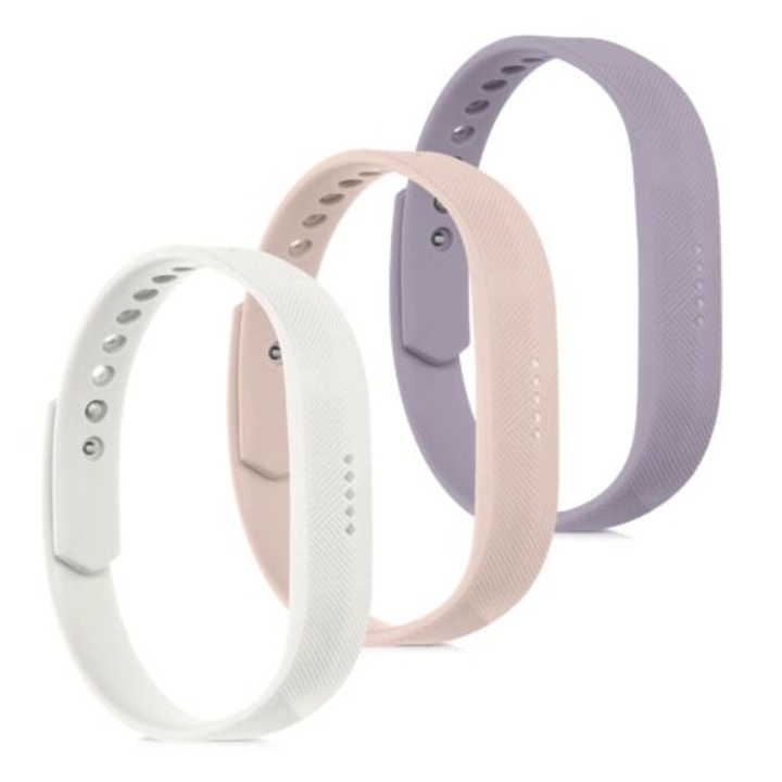 Комплект от 3 каишки за Fitbit Flex 2, Kwmobile, многоцветен, силикон, 39614.02