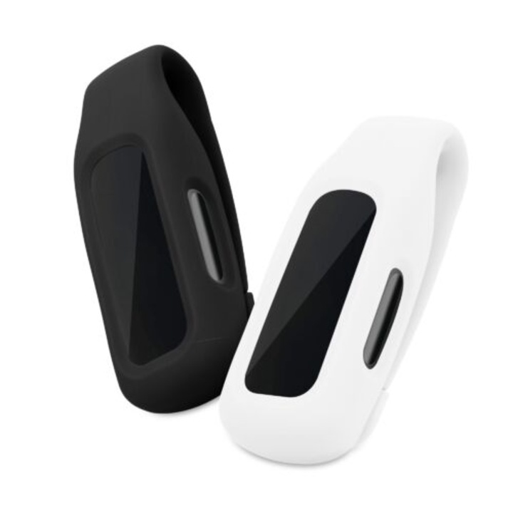 Комплект от 2 калъфа за Fitbit Inspire 2/Ace 3, Kwmobile, черен/бял, силикон, 54017.03