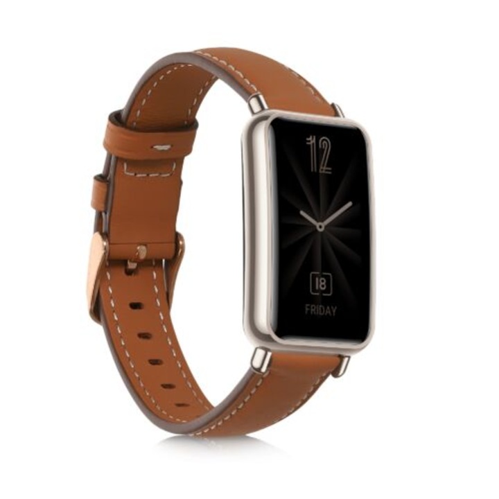 Каишка за Huawei Watch Fit Mini, Kwmobile, кафява, естествена кожа, 59534.05