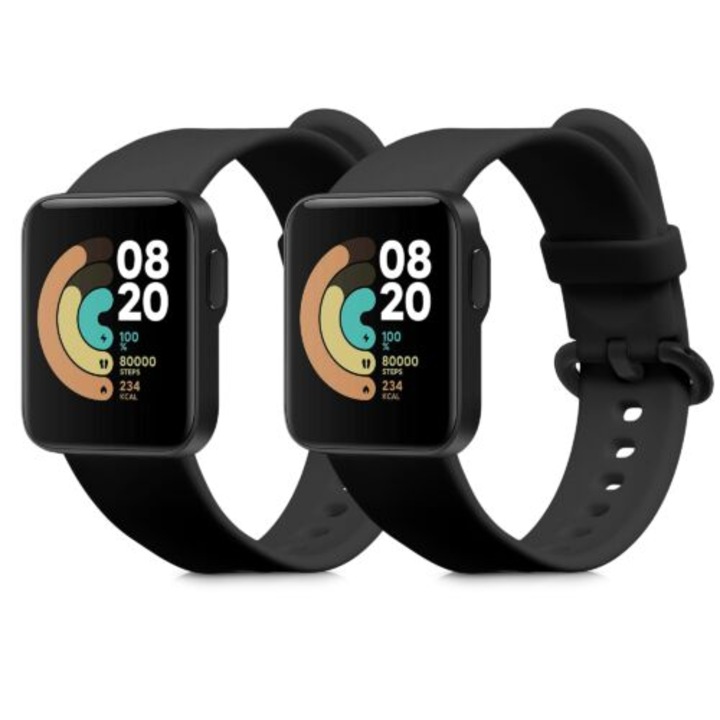2 szíj készlet Xiaomi Mi Watch Lite / Redmi Watch, Kwmobile, Fekete, Szilikon, 54778.06