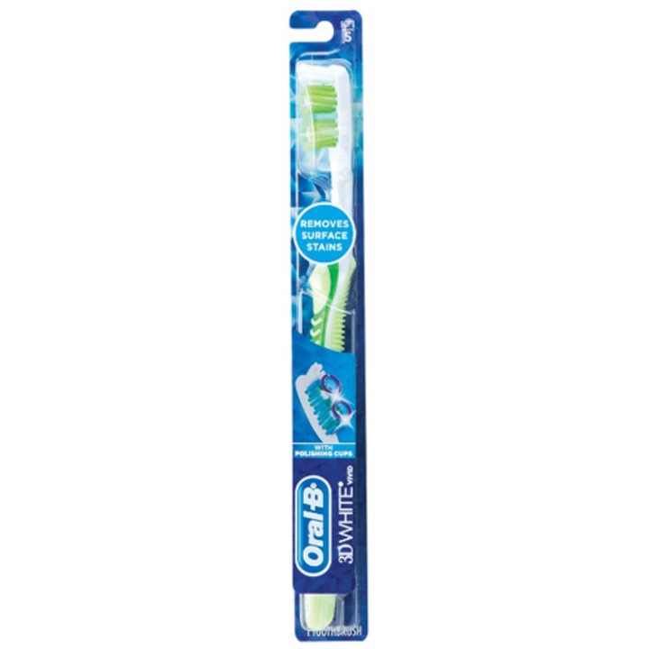 Oral-B 3D White fogkefe, Vivid, fogfehérítő hatás, puha, világoszöld színű