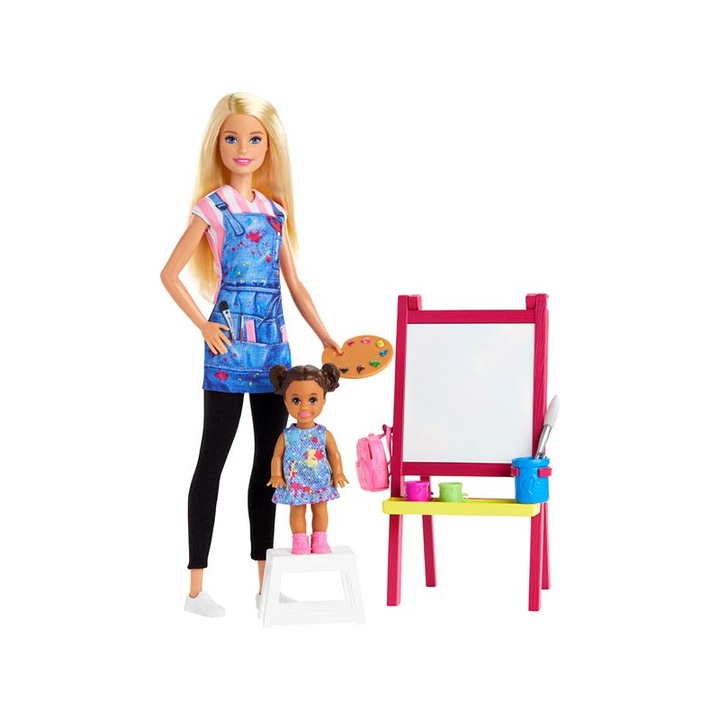 Кукла Barbie, Дъска за рисуване, Молив, Четка, Аксесоари, Пластмаса, 3+ години, Многоцветен