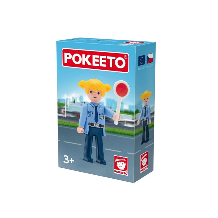 Rendőrfigura kiegészítőkkel, 8 cm, Pokeeto