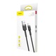 Kábel Baseus Cafule CALKLF-BG1, Lightning-USB, 2.4A, Apple készülékekhez, 1m, Fekete fonat