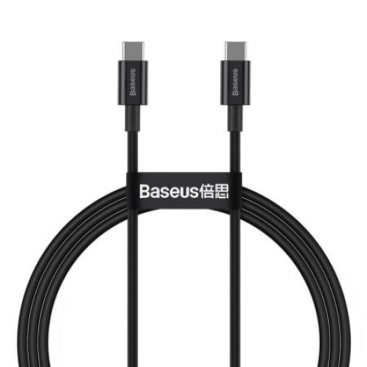 Кабел Baseus CATYS-B01, USB Type C - Type C M/M, 1m, Черен, 100W, Power Delivery 2.0