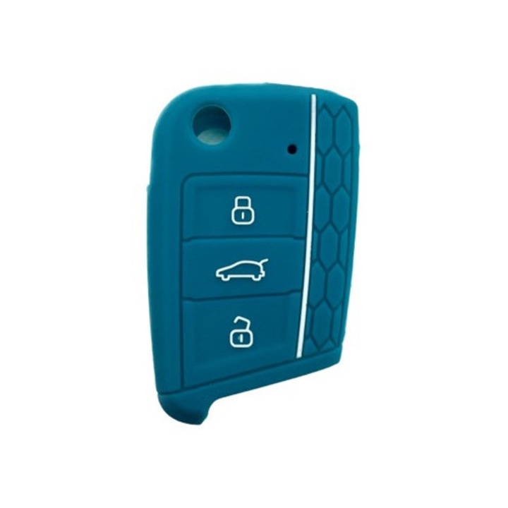 Husa cheie briceag AUTOTOB®, VW Tiguan T-Roc T-Cross Polo Golf Seat Leon Ateca Skoda Octavia Scala Rapid Fabia Kamiq Karoq, Blue Lagoon