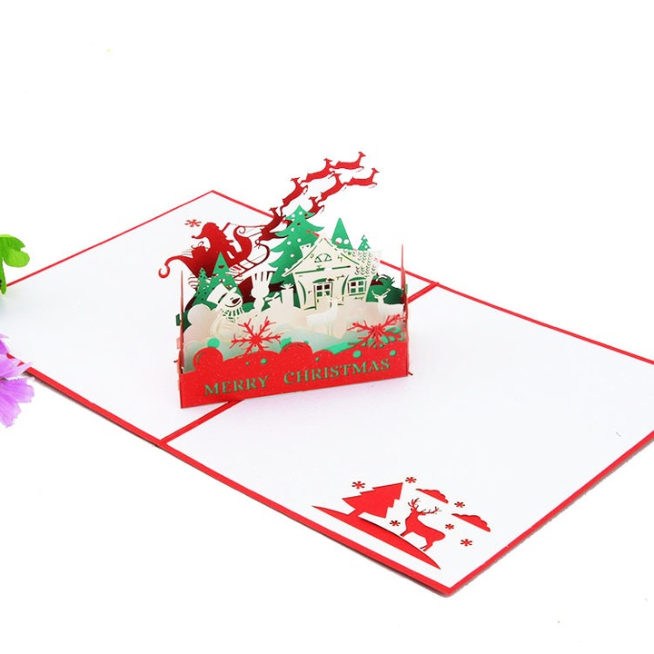 Pop-up 3D karácsonyi képeslapok, Koungiam, karton, többszínű