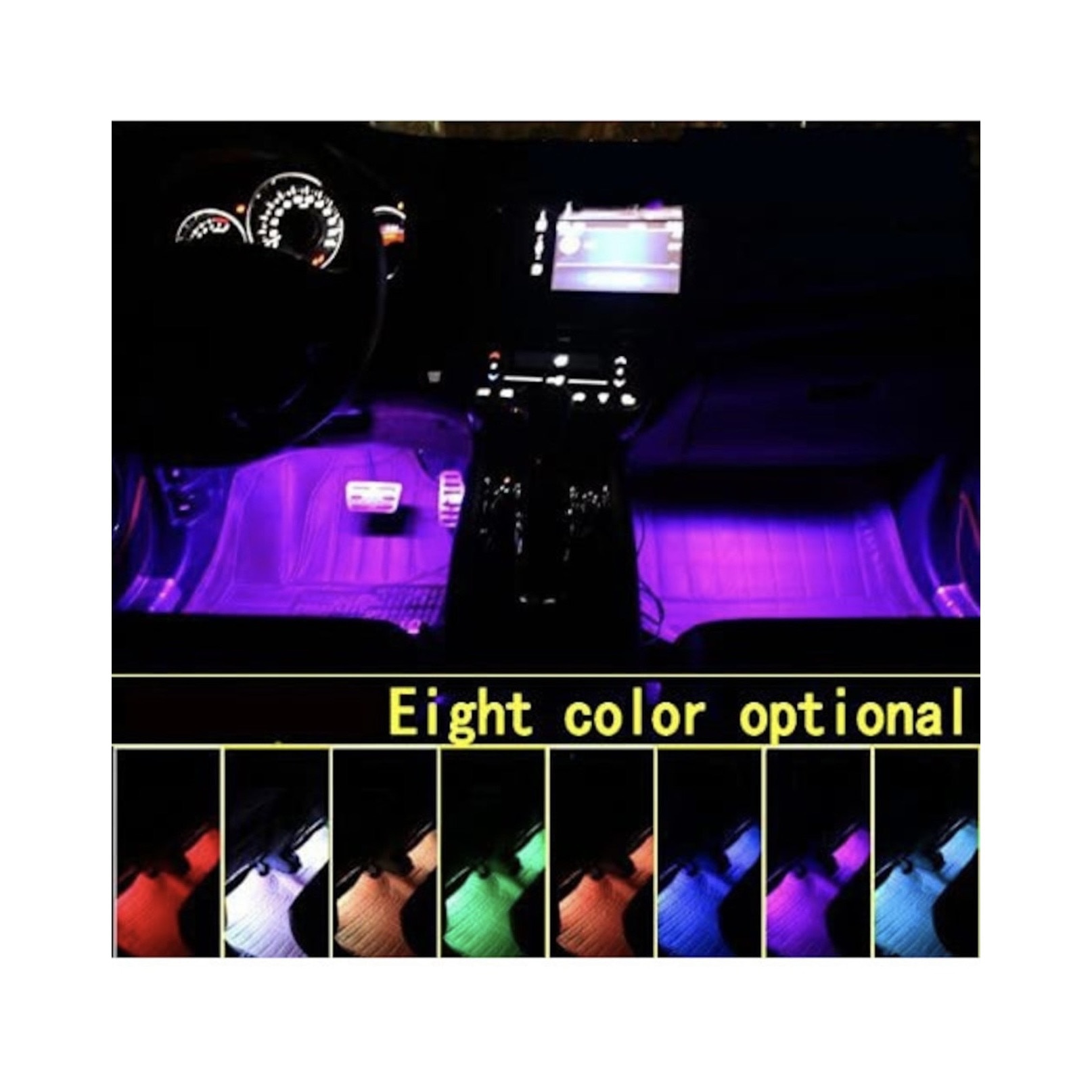 Lumina Ambientala Auto, 4 Bucati X 9 LED-uri, Multicolor, Intensitate ...