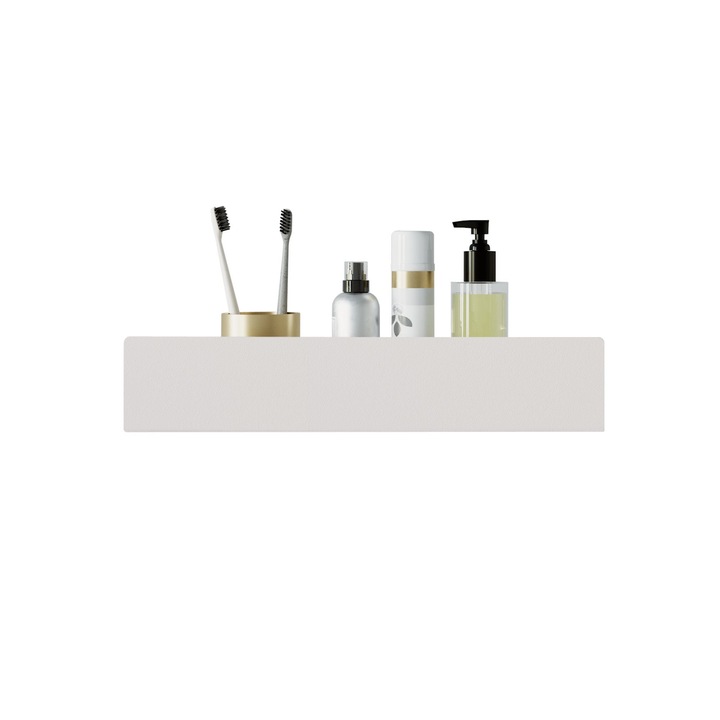 Etajera pentru baie, Dabstory, Inox, 40x9x8 cm, Alb