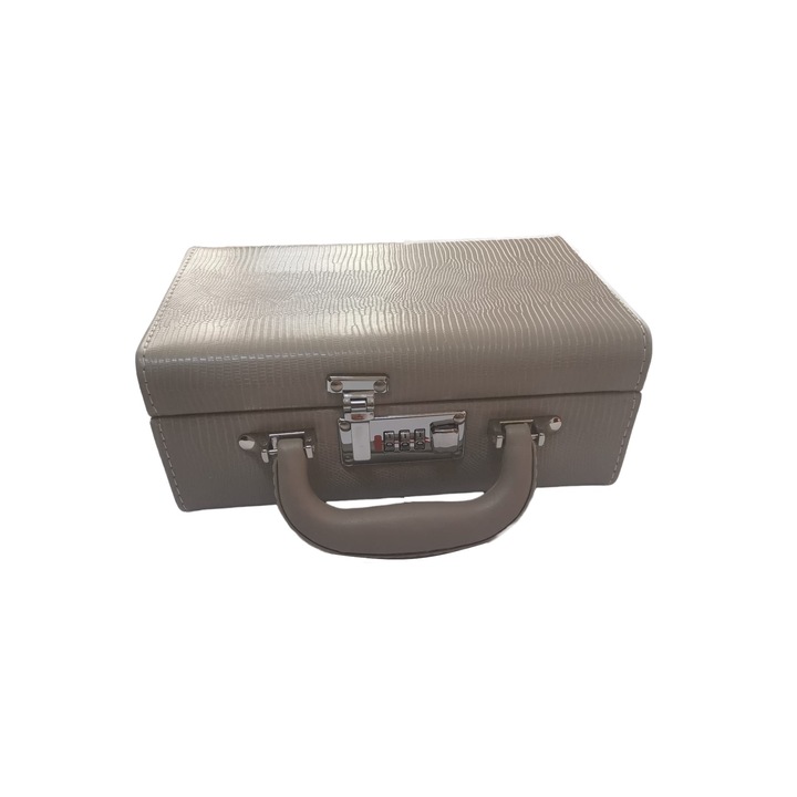 Ékszerdoboz ökológiai bőrből, titkosított, krém, 24 cm x 17 cm, R14-12