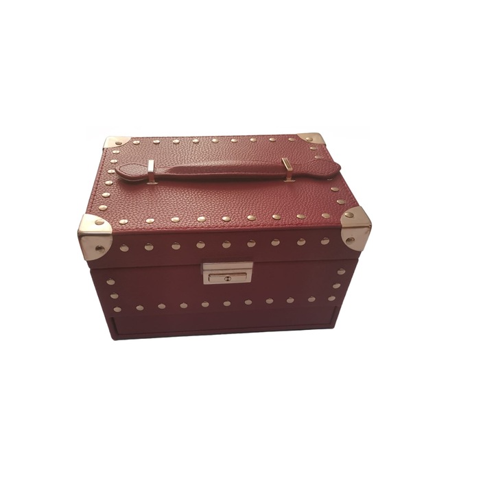 Ékszerdoboz ökológiai bőrből, piros, 22 cm x 16 cm, R14-15