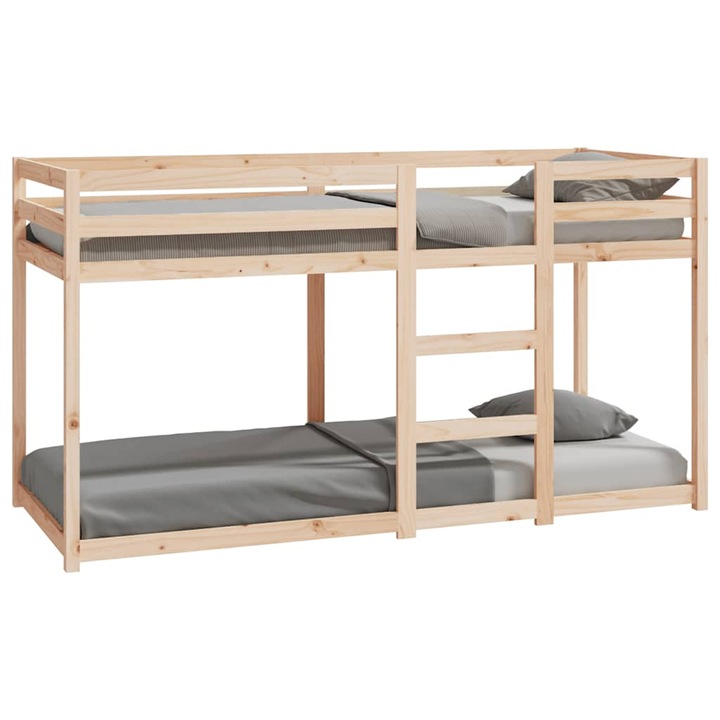 Двуетажно легло vidaXL, 90x200 см, Борово дърво масив, 30.05 Kg