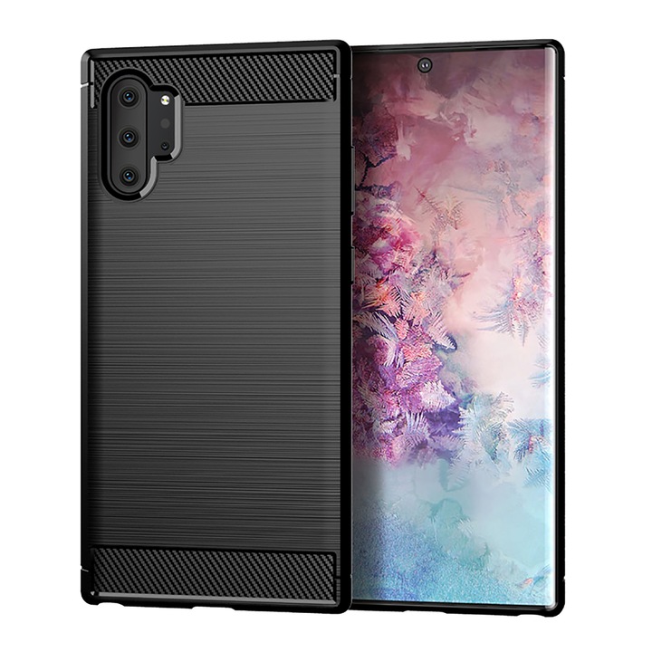 Калъф за Samsung Galaxy Note 10 Plus 4G / Note 10 Plus 5G - Techsuit Carbon Silicone - Черен