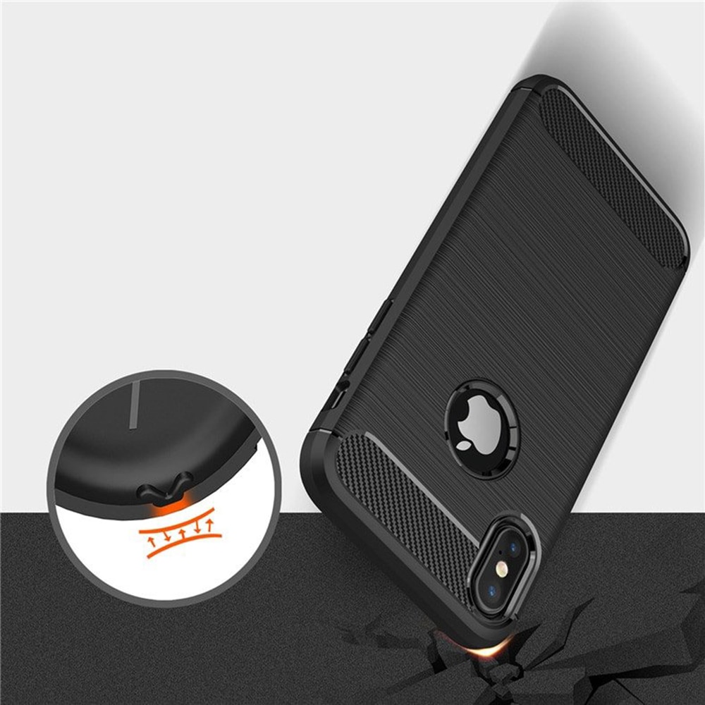 Husa protectie Mat-Tech compatibila cu iPhone X / XS, Textura Carbon, Finisaj Mat, Anti-Shock, Anti-Fingerprint, Rezistenta la impact, Negru