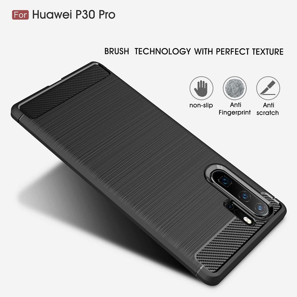 Husa protectie Mat-Tech compatibila cu Huawei P30 Pro, Textura Carbon, Finisaj Mat, Anti-Shock, Anti-Fingerprint, Rezistenta la impact, Negru