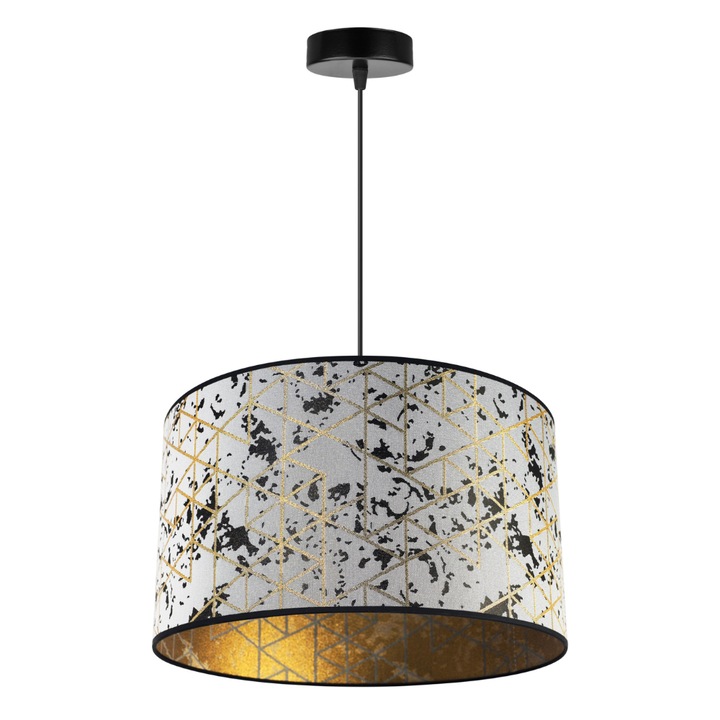 Lustra tip pendul, Light Home, Werona, 1 punct de lumina, E27, 230V, 60W, 100x40cm, Clasa A, LED, Textil, Negru/Alb