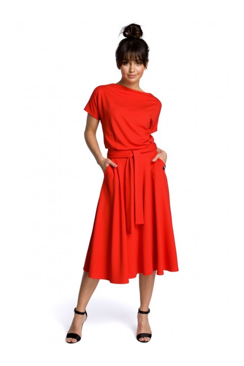 Дамска рокля, Шнур, Памук, Модал, Червена