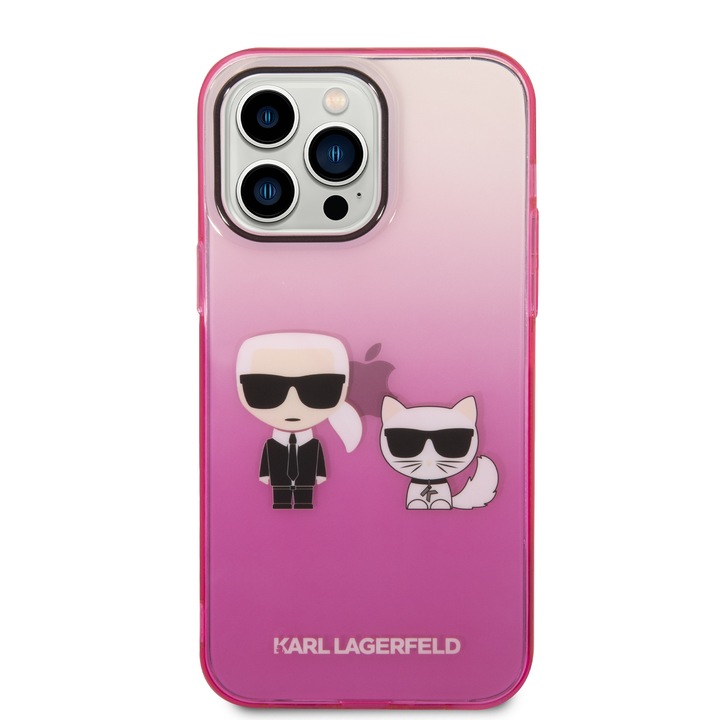 Eredeti eset iPhone 14 Pro Max Karl Lagerfeld Hardcase Gradient Ikonik Karl & Chupette (KLHCP14XTGKCP) Rózowe