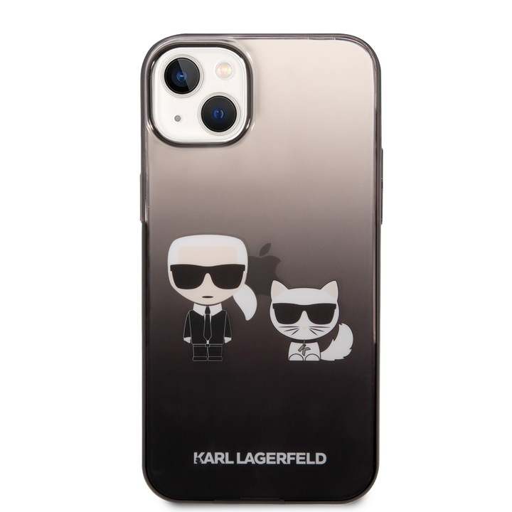 Кейс Karl Lagerfeld, За iPhone 14 Plus, Gradient Karl and Choupette, Пластмаса, Черен