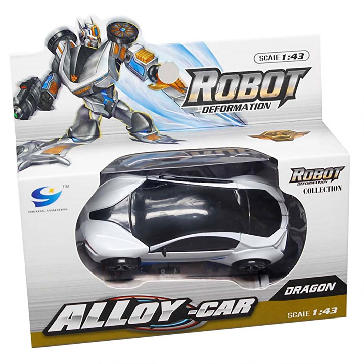 Masina pentru copii EmonaMall W4740, masina - robot, metal, alb